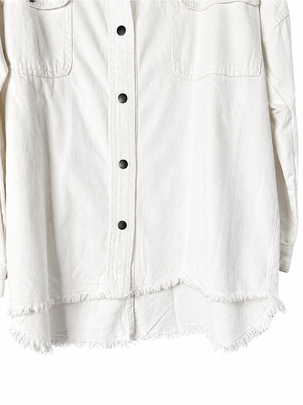 ELAN Dolly Smiley Face OVERSIZED Utility Shacket White 100% Cotton - Picture 5 of 16